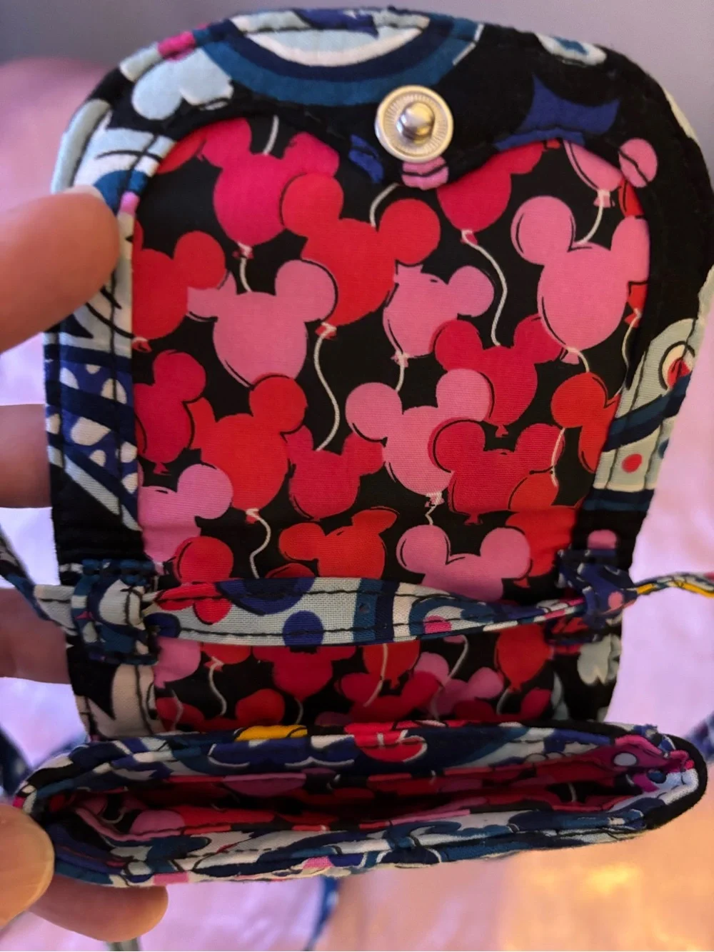 Vera Bradley Navy Blue Mickey Mouse Quilted Crossbody Phone Bag